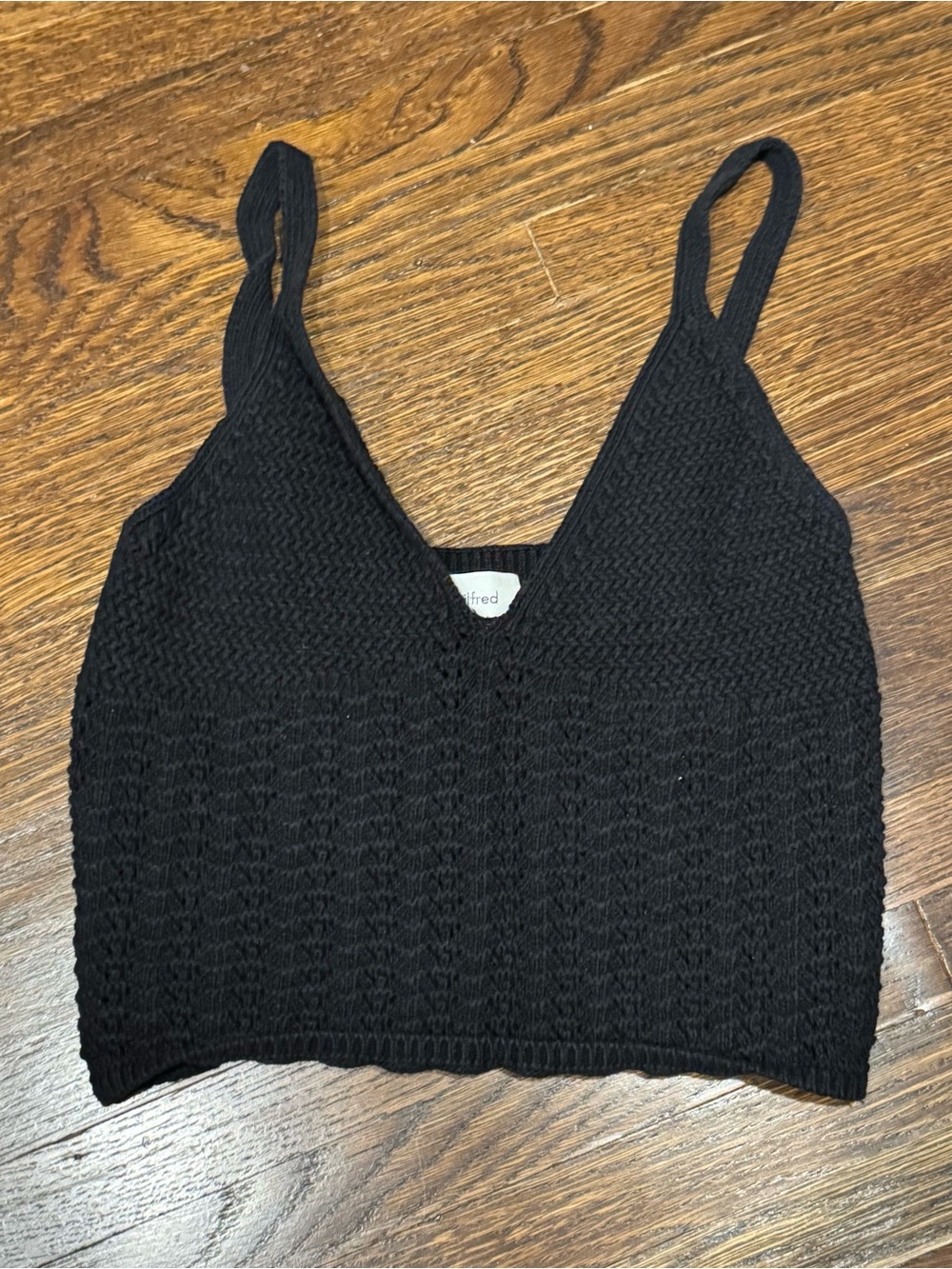 Aritzia Black Crochet Knit V-Neck Cropped Camisole